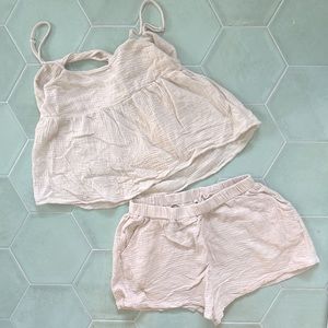 Cream Colored Two Piece Tank Summer Set